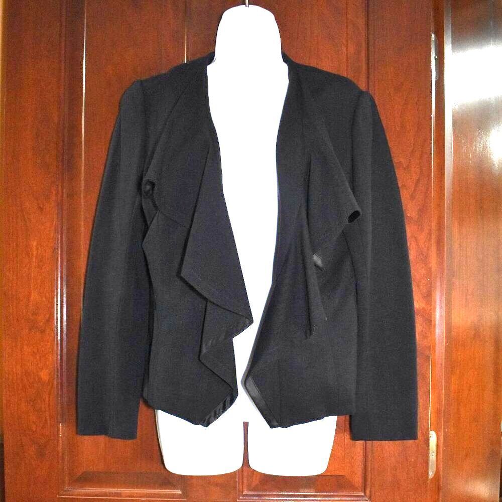 Vintage Cache Black Open Front Blazer Women’s 8 Ruffled Dressy Suit Jacket - Picture 6 of 15